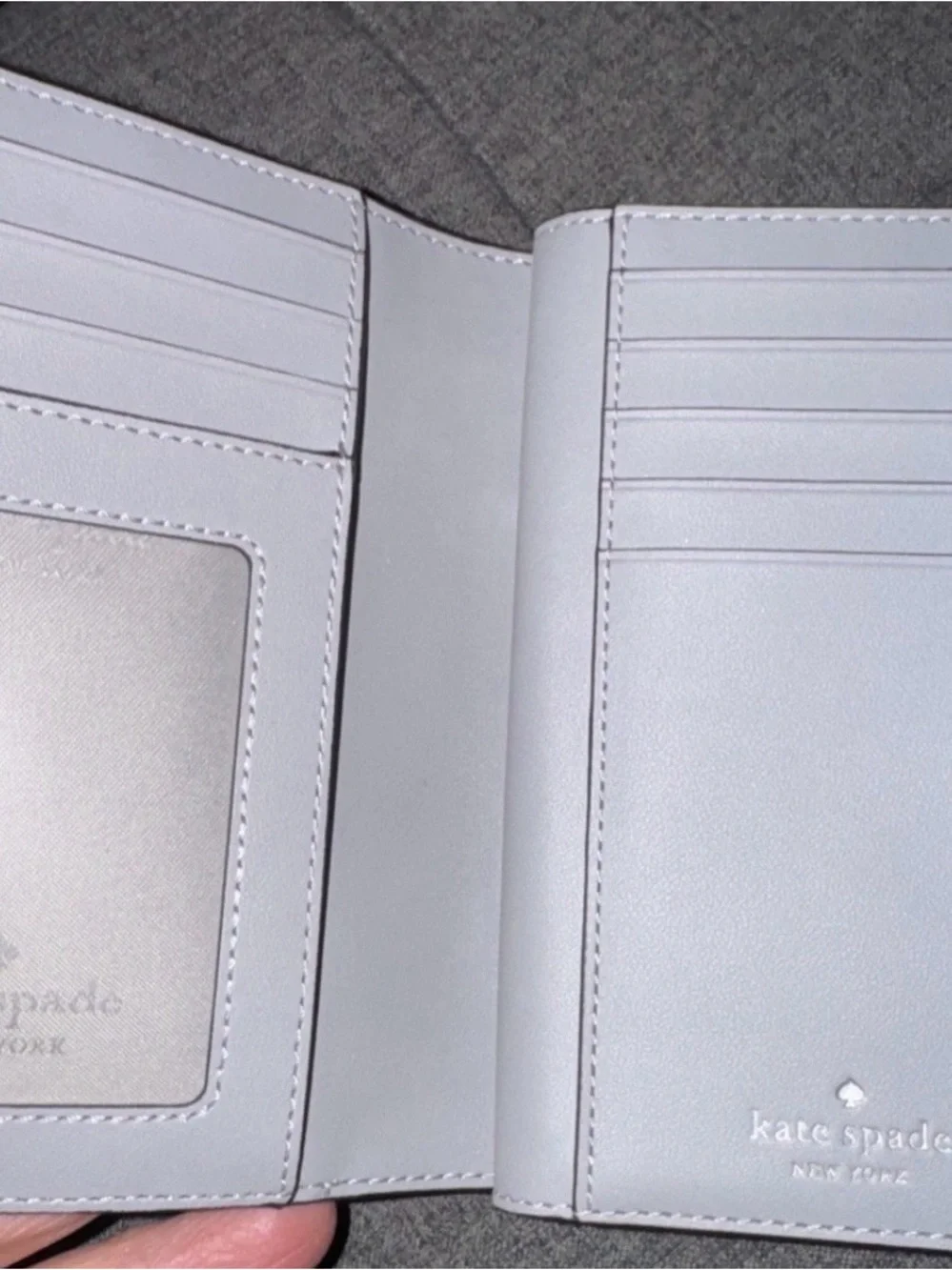 Kate Spade Wallet Pebbled Gray Leather Wallet with Silver Hardware NWT - Picture 3 of 4